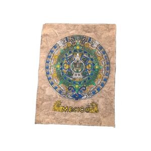 Mexican Art 15 1/2" X 12" Amate Bark Painting Hand painted Folk art Calendar